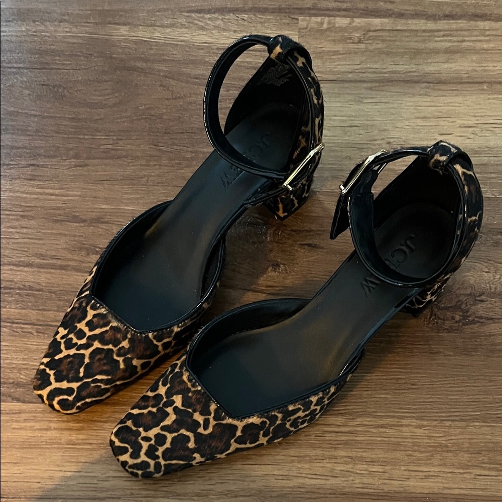 Leopard Print Women's Shoes with Ankle Strap